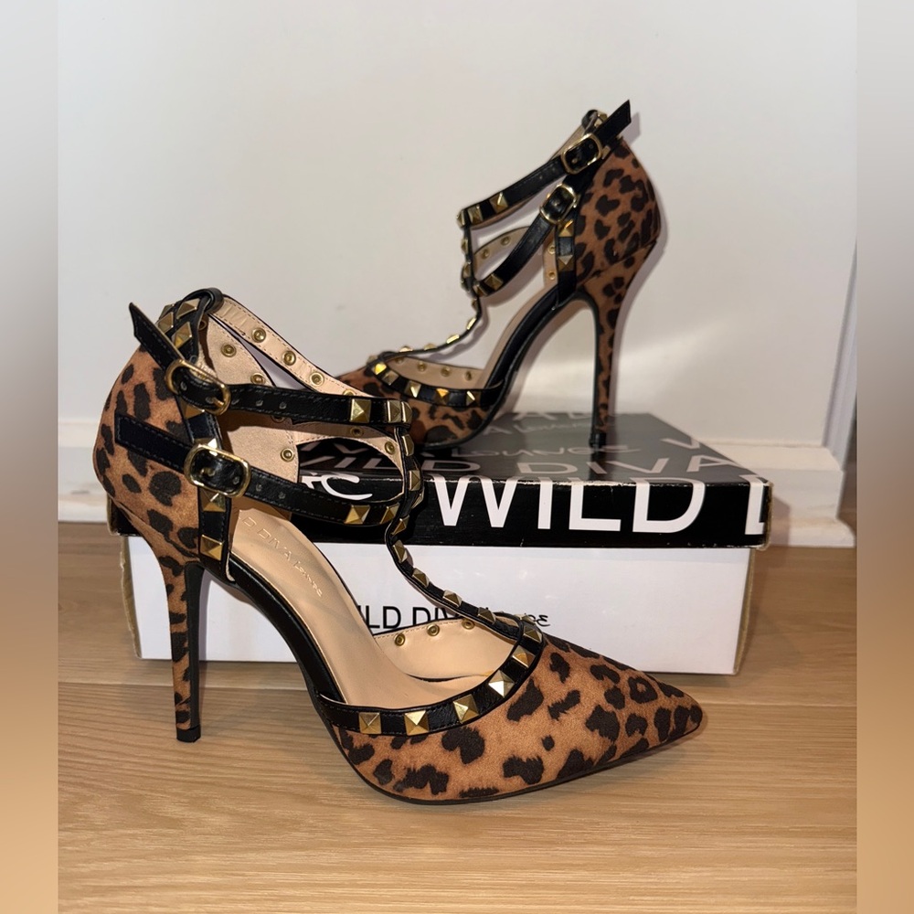Charlotte Russe cheetah print studded pumps
